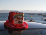 Copacabana: Auch mit Huetchen werden die Fahrzeuge zur Segnung geschmueckt!