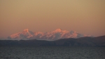 Cordillera Real und Titicacasee im Abendrot.